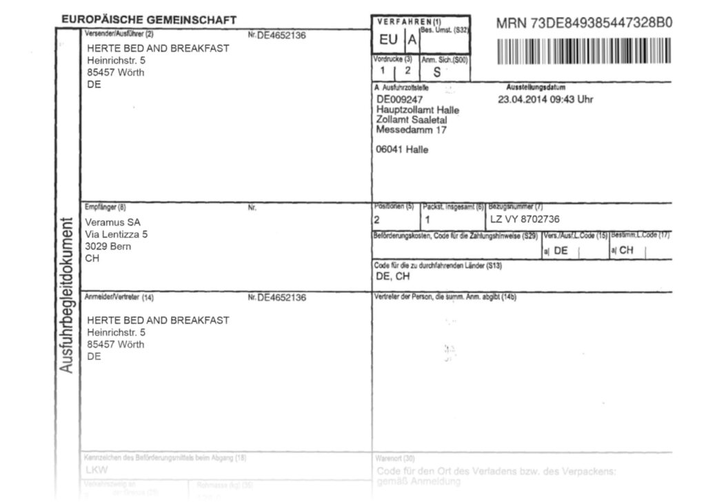 Transport & Logistik Zolldokument